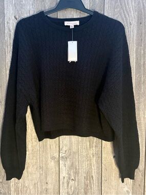 Philosophy Republic Clothing Black Cable Knit Balloon Sleeve Sweater NWT Large